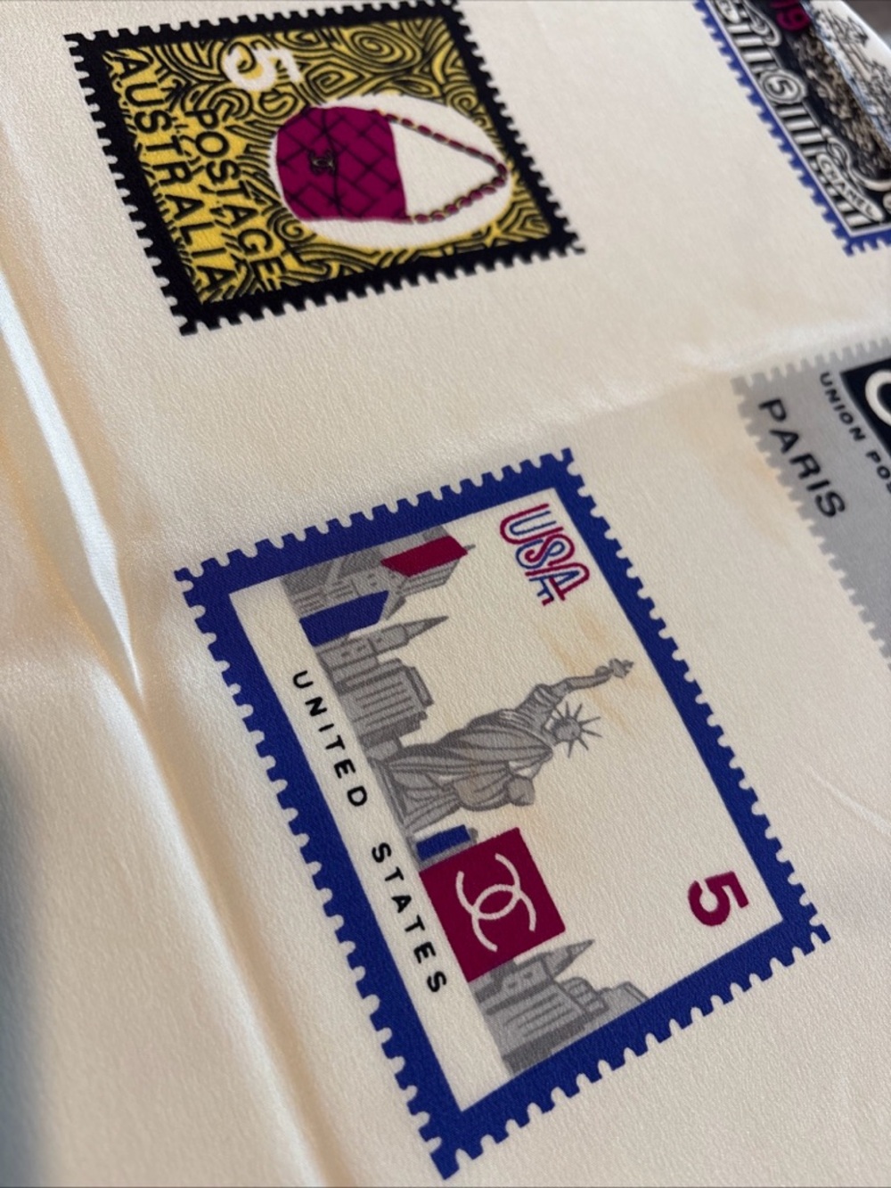 Chanel Scarf Stamps 100% Silk made in Italy - Picture 7 of 10